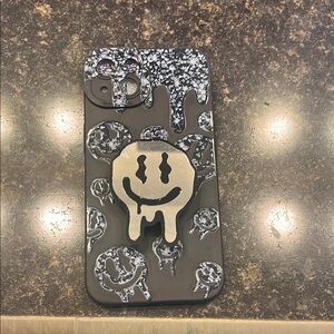 Stylish Black and Silver Smiley Case for iPhone 13